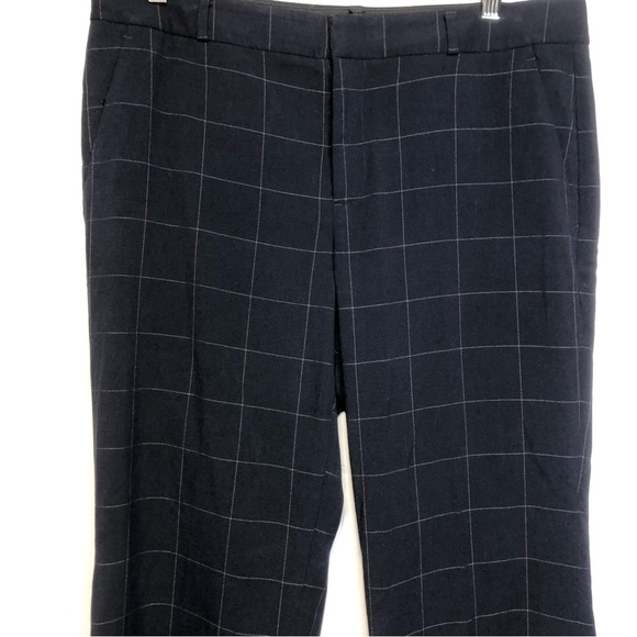 BANANA Republic Logan Windowpane Navy Plaid Trousers, Size 12 - Picture 3 of 13